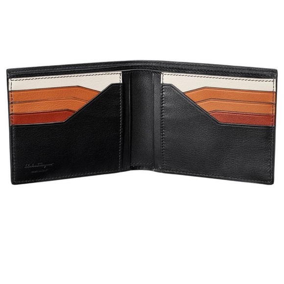 SALVATORE FERRAGAMO Leather Mens Wallet NWT w/oBOX brown tricolour interior - Picture 13 of 14
